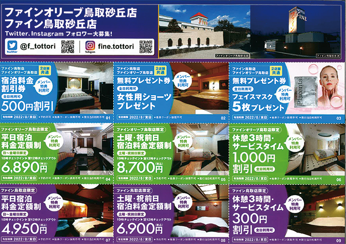 公式 平日宿泊全室4 950円クーポン配布中 もっとファインをお得に ファイン鳥取砂丘 ホテルファイン 関西の宿泊 レジャーホテル ラブホテル